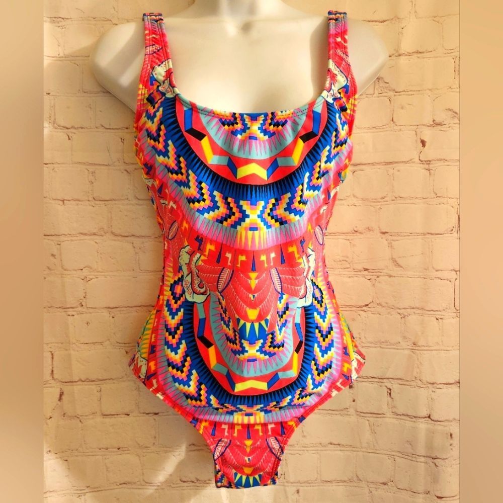 NWT Mara Hoffman Colorful Tribal Print One Piece Swimsuit Sz.S Ret $325